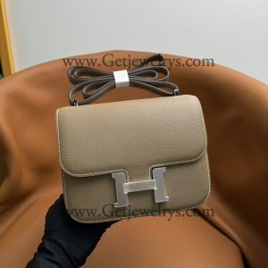 Hermes Constance 18cm Elephant Grey Epsom Leather Bag with Silver Hardware