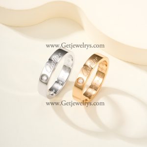 C de Cartier Wedding Ring With 1 Diamond Pink Gold and White Gold Width 4mm